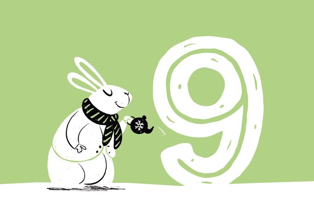 Illustration eines Hasen zum SONNENTOR Tee Adventkalender - Türchen 9 | © SONNENTOR